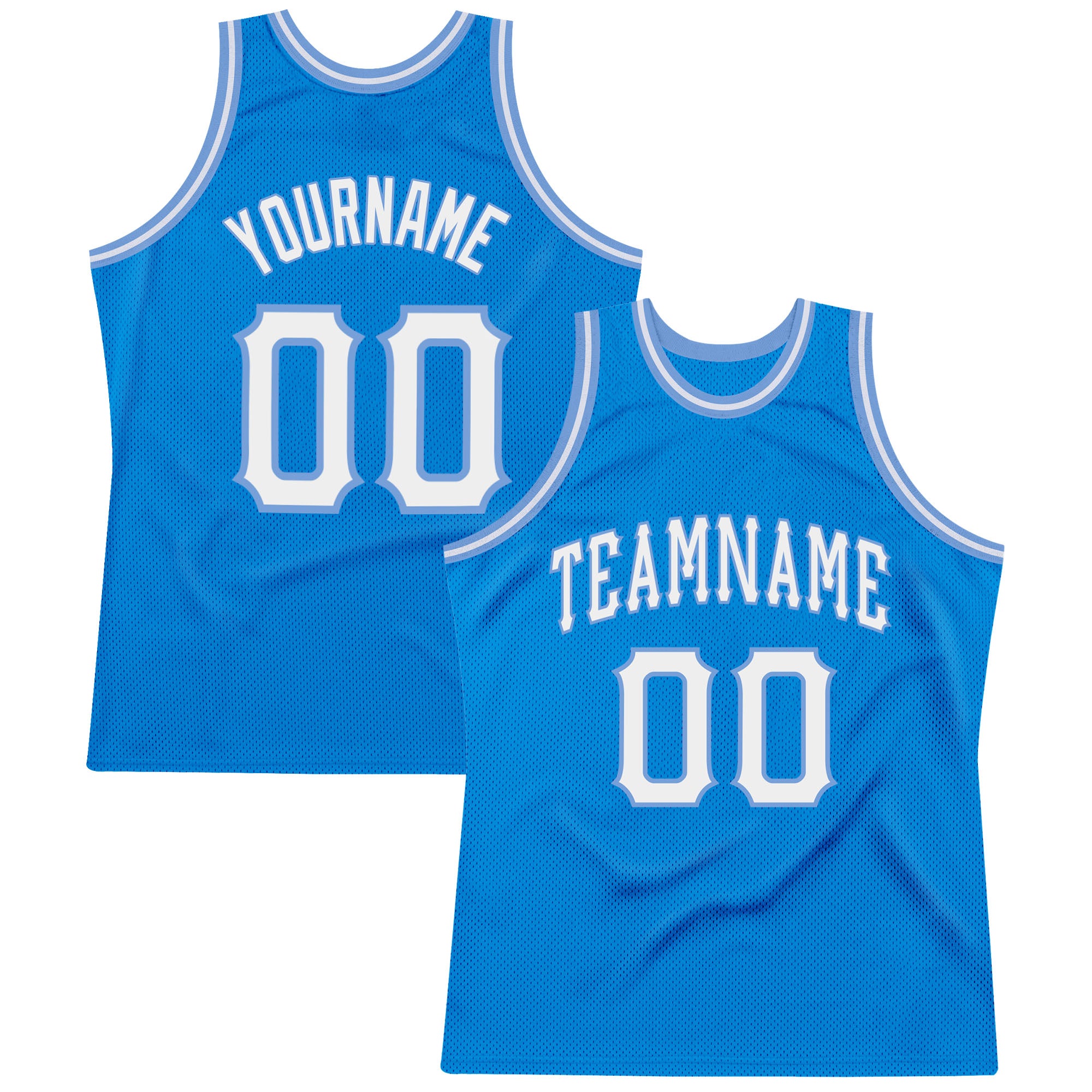 Custom Name & Number Personalized Blue White-Light Blue Basketball Jersey Authentic Throwback Design Personalized Blue White-Light