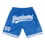 Personalized Authentic Throwback Basketball Shorts - Blue White Light Blue Personalized Blue White-Light Blue Authentic Throwback
