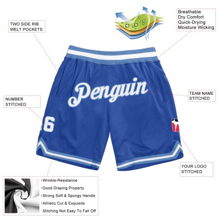 Custom Name and Number Personalized Blue and Light Blue Basketball Shorts Authentic Throwback Personalized Blue White-Light