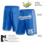 Custom Blue and Light Blue Personalized Basketball Shorts Personalized Blue White-Light Blue Basketball Shorts