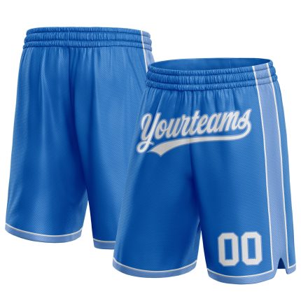Custom Blue and Light Blue Personalized Basketball Shorts Personalized Blue White-Light Blue Basketball Shorts