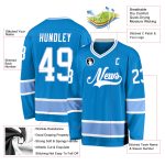 Personalized Hockey Jersey in Blue and White Light Blue Colors Personalized Blue White-Light Blue Hockey Jersey
