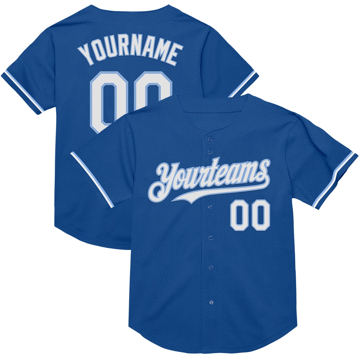 Custom Personalized Blue White-Light Blue Baseball Jersey with Team Name and Number - Authentic Throwback Design Personalized