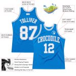 Personalized Throwback Basketball Jersey in Blue and Light Blue, Customizable Design Personalized Blue White-Light Blue Throwback