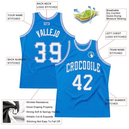 Personalized Throwback Basketball Jersey in Blue and Light Blue for Men and Women Personalized Blue White-Light Blue Throwback