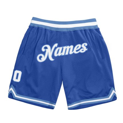 Personalized Blue and Light Blue Throwback Basketball Shorts for Men Personalized Blue White-Light Blue Throwback Basketball