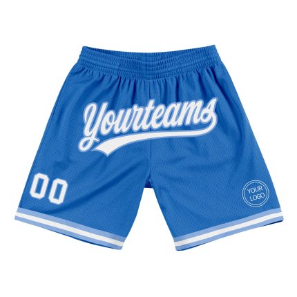 Personalized Throwback Basketball Shorts in Blue and Light Blue for Men Personalized Blue White-Light Blue Throwback Basketball
