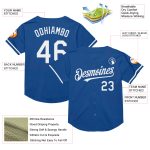 Personalized Blue White Baseball Jersey, Vintage Throwback Style Mesh Jersey Personalized Blue White Mesh Throwback Baseball