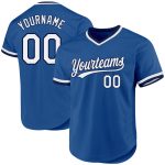 Custom Name and Number Personalized Authentic Blue White-Navy Baseball Jersey - Team Edition Throwback Jersey Personalized