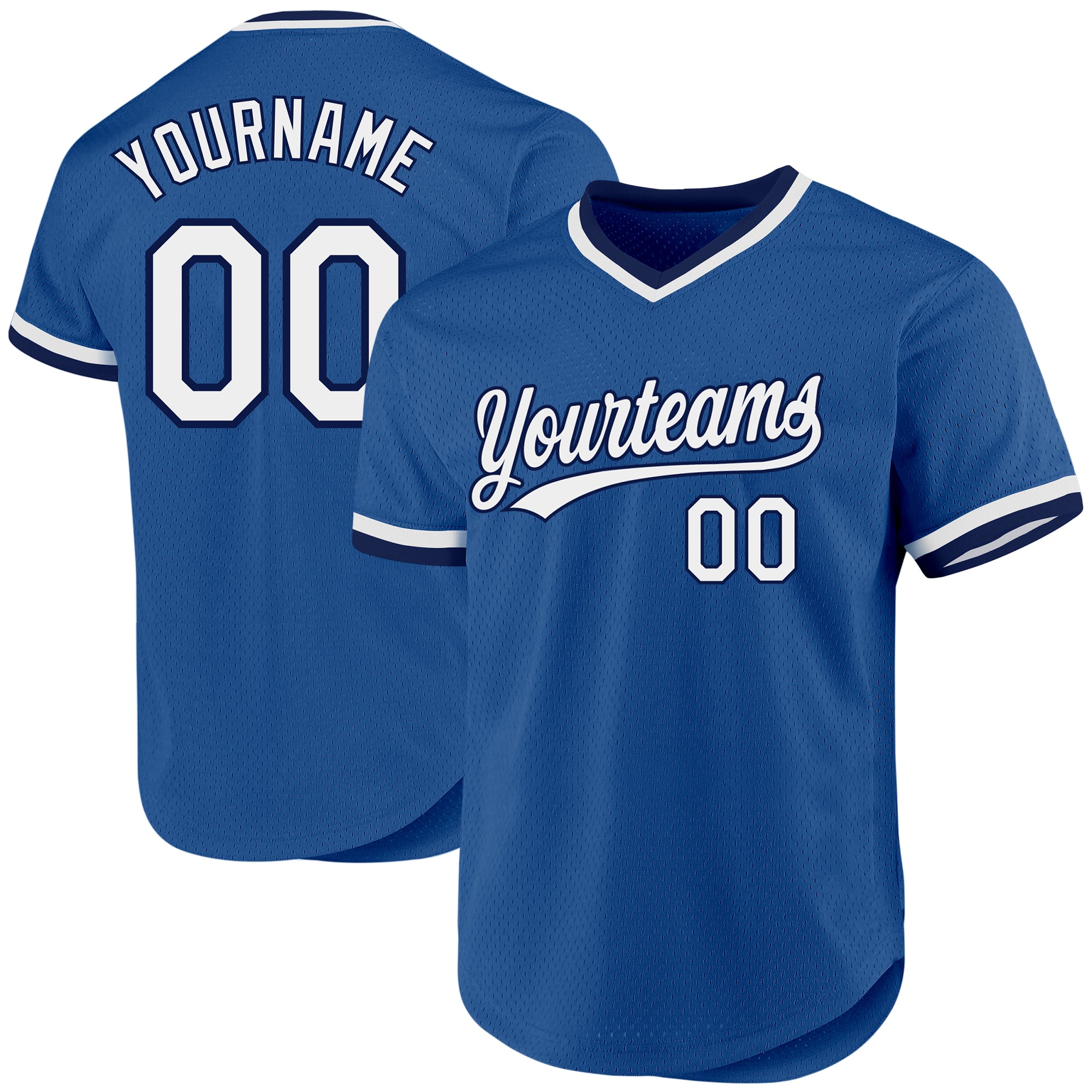 Custom Name and Number Personalized Authentic Blue White-Navy Baseball Jersey - Team Edition Throwback Jersey Personalized