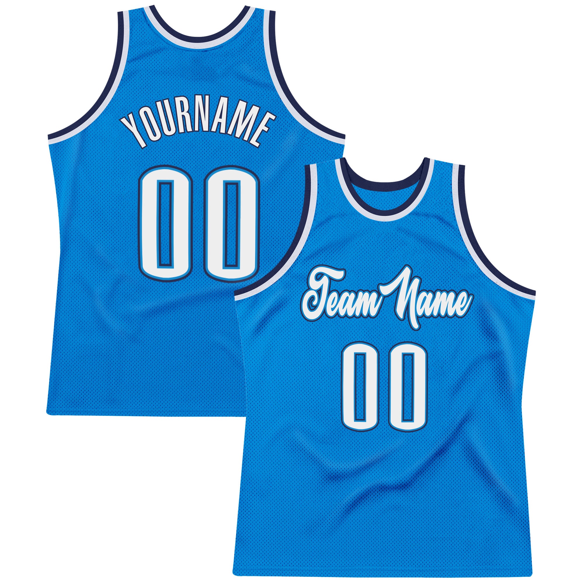 Personalized Authentic Throwback Basketball Jersey - Blue White Navy Personalized Blue White-Navy Authentic Throwback Basketball