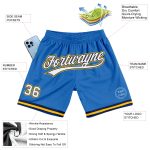 Custom Name and Number Basketball Shorts - Personalized Navy Gold Blue Throwback Design Personalized Blue White Navy-Gold