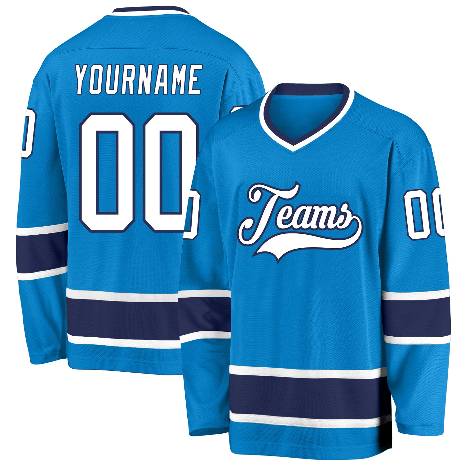 Custom Hockey Jersey Personalized with Name and Number - Blue White-Navy Team Apparel Personalized Blue White-Navy Hockey