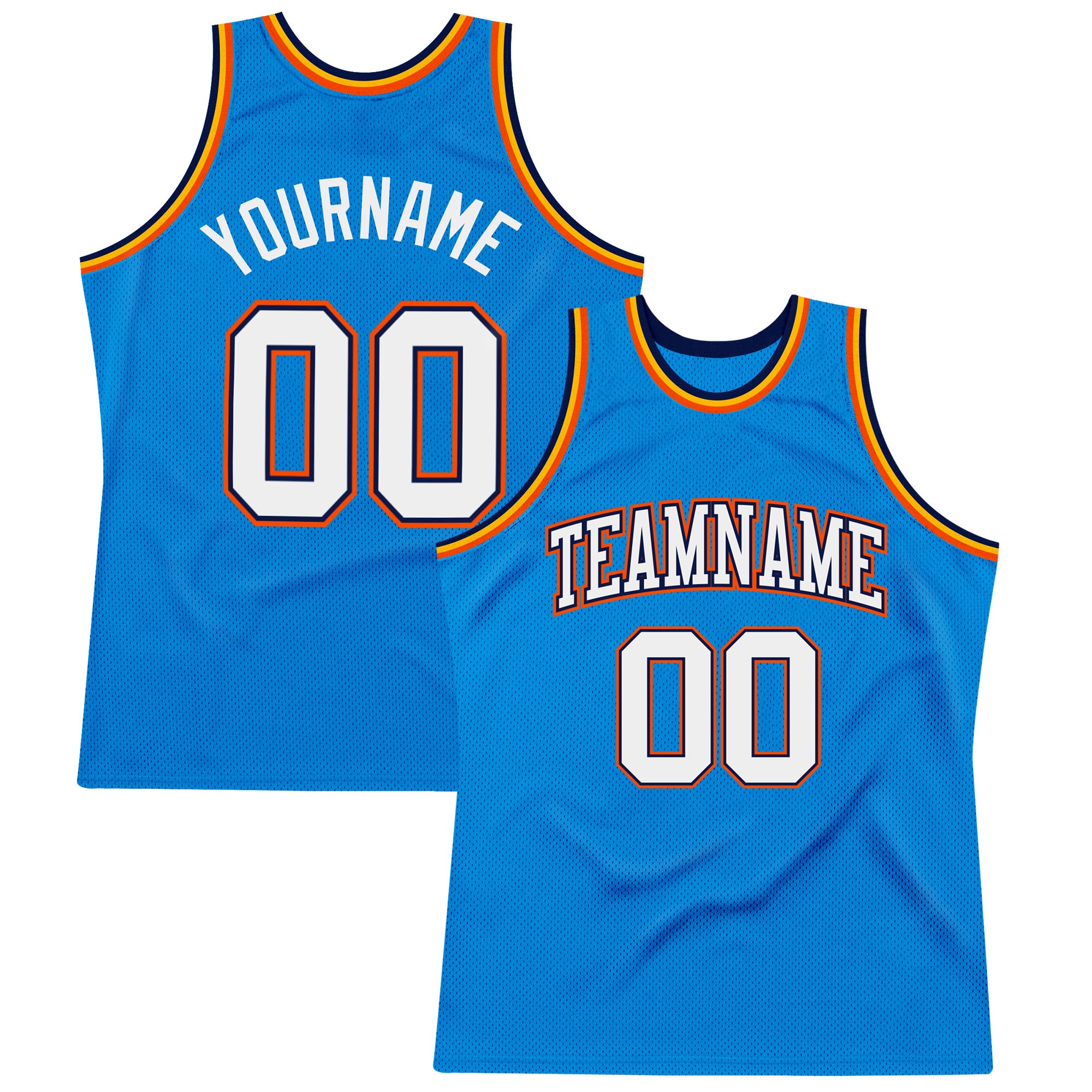 Custom Name Number Authentic Throwback Basketball Jersey in Blue White Navy Orange - Personalized Team Apparel Personalized
