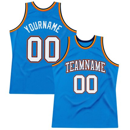 Custom Blue White Navy Orange Basketball Jersey - Personalized Throwback Design Personalized Blue White Navy-Orange Throwback