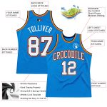 Custom Blue White Navy Orange Basketball Jersey - Personalized Throwback Design Personalized Blue White Navy-Orange Throwback