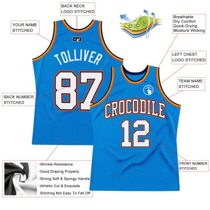 Custom Blue White Navy Orange Basketball Jersey - Personalized Throwback Design Personalized Blue White Navy-Orange Throwback
