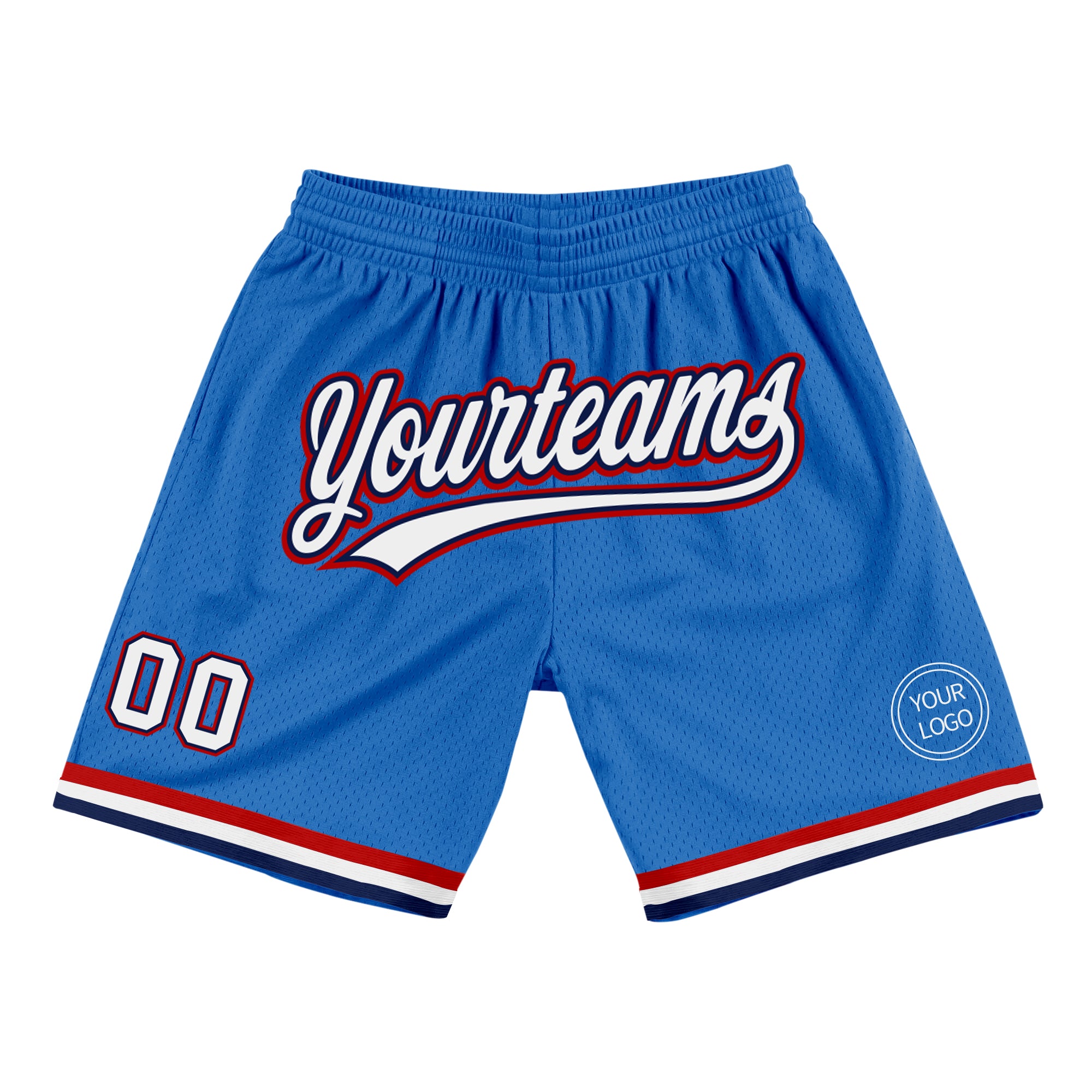 Custom Name and Number Personalized Authentic Basketball Shorts in Blue White Navy Red - Team Spirit Throwback Style Personalized
