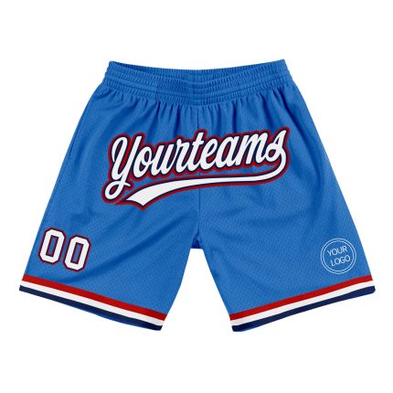 Personalized Blue White Navy Red Basketball Shorts - Throwback Style Personalized Blue White Navy-Red Throwback Basketball