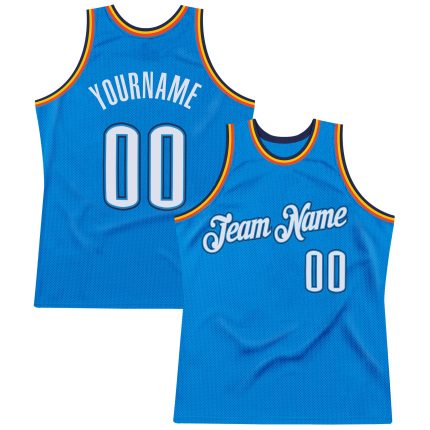 Personalized Blue White Navy Basketball Jersey - Throwback Style Personalized Blue White-Navy Throwback Basketball Jersey