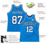 Personalized Blue and Navy Throwback Basketball Jersey for Men - Custom Design Personalized Blue White-Navy Throwback Basketball