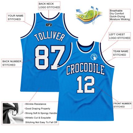 Personalized Blue and Navy Throwback Basketball Jersey for Men - Custom Design Personalized Blue White-Navy Throwback Basketball