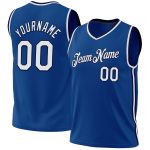 Personalized Throwback Basketball Jersey in Blue and White-Navy for Men, Size 4 Personalized Blue White-Navy Throwback Basketball