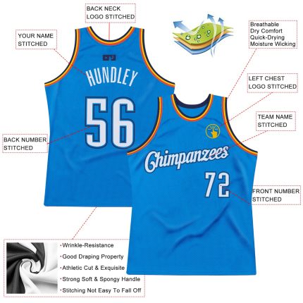Personalized Blue White Navy Basketball Jersey - Throwback Style Personalized Blue White-Navy Throwback Basketball Jersey
