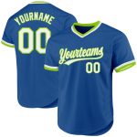Custom Name and Number Personalized Blue White Neon Green Baseball Jersey - Authentic Throwback Style Personalized Blue White-Neon