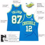 Personalized Authentic Basketball Jersey - Blue White Neon Green Retro Style Personalized Blue White-Neon Green Authentic