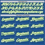Custom Name and Number Personalized Authentic Baseball Jersey in Blue White Neon Green Mesh Personalized Blue White-Neon
