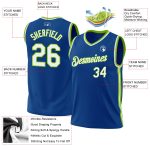 Personalized Throwback Basketball Jersey - Blue White Neon Green, Size 3 Personalized Blue White-Neon Green Throwback Basketball