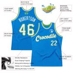 Custom Blue White Neon Green Retro Basketball Jersey Personalized Blue White-Neon Green Throwback Basketball Jersey