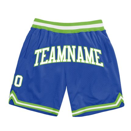 Personalized Throwback Basketball Shorts in Blue and Neon Green Personalized Blue White-Neon Green Throwback Basketball Shorts