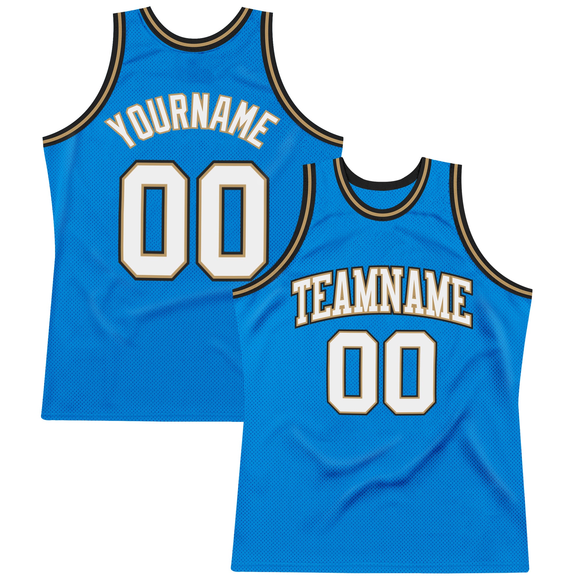 Custom Name and Number Personalized Blue White Old Gold Basketball Jersey - Authentic Throwback Design Personalized Blue