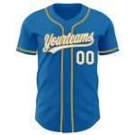 Personalized Blue White Old Gold Baseball Jersey - Custom Team Apparel for Fans Personalized Blue White-Old Gold Baseball