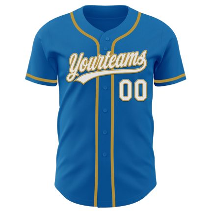 Personalized Blue White Old Gold Baseball Jersey - Custom Team Apparel for Fans Personalized Blue White-Old Gold Baseball