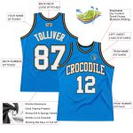 Customizable Blue and White Old Gold Retro Basketball Jersey Personalized Blue White-Old Gold Throwback Basketball Jersey