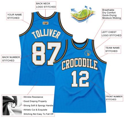 Customizable Blue and White Old Gold Retro Basketball Jersey Personalized Blue White-Old Gold Throwback Basketball Jersey