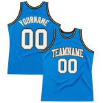 Customizable Blue and White Old Gold Retro Basketball Jersey Personalized Blue White-Old Gold Throwback Basketball Jersey