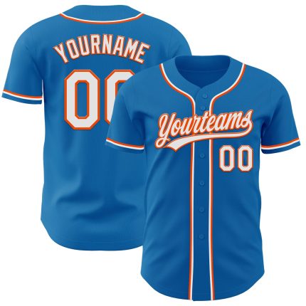 Custom Name and Number Authentic Baseball Jersey - Personalized Blue White-Orange Team Jersey Personalized Blue White-Orange