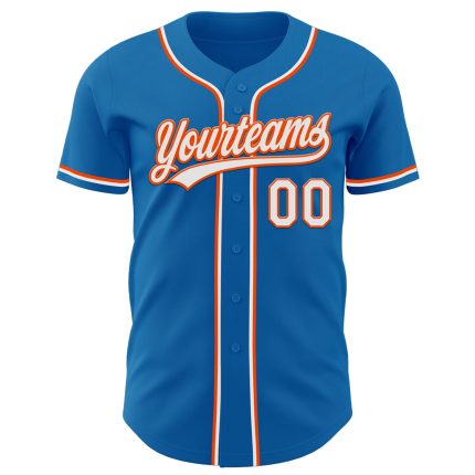 Custom Name and Number Authentic Baseball Jersey - Personalized Blue White-Orange Team Jersey Personalized Blue White-Orange