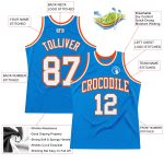 Personalized Authentic Basketball Jersey - Blue White Orange Throwback Style Personalized Blue White-Orange Authentic Throwback