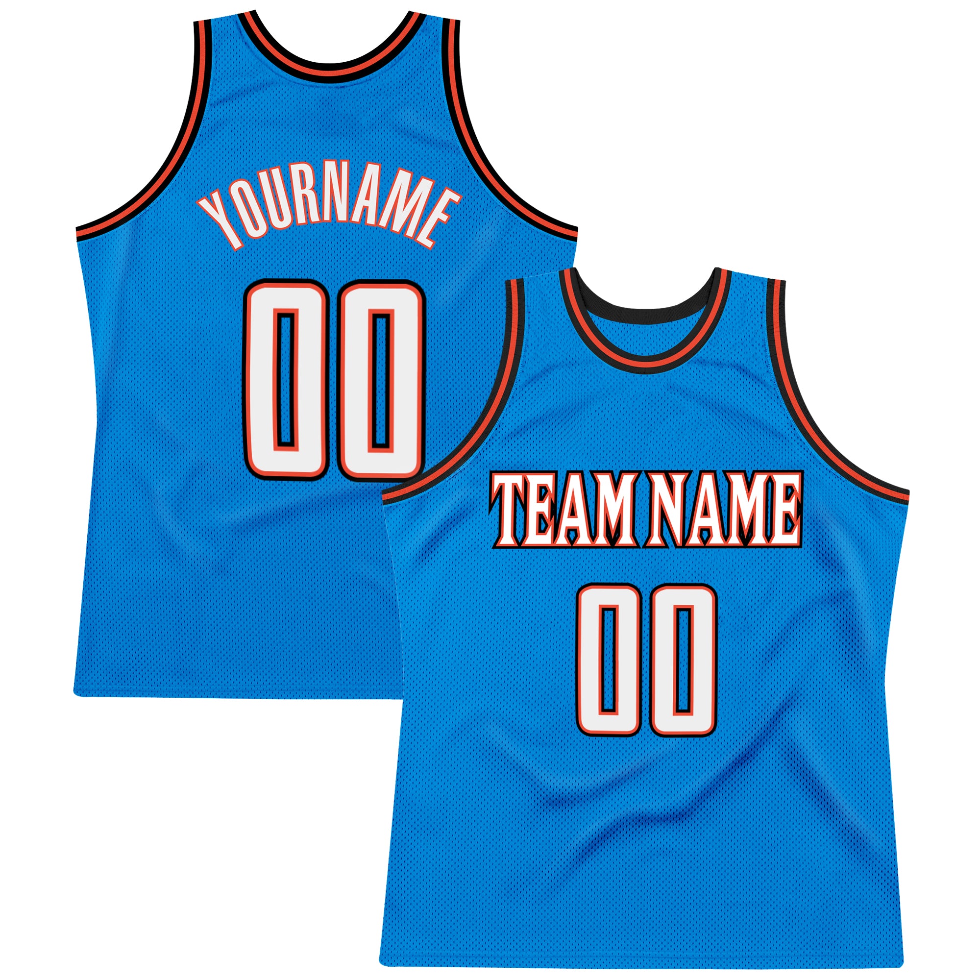 Custom Name and Number Authentic Throwback Basketball Jersey - Personalized Blue White Orange Design Personalized Blue White-Orange