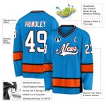 Personalized Blue and Orange Hockey Jersey Custom Name and Number 2 Personalized Blue White-Orange Hockey Jersey 2