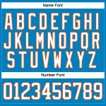 Personalized Blue White Orange Hockey Jersey with Lace Neck Design Personalized Blue White-Orange Hockey Lace Neck Jersey