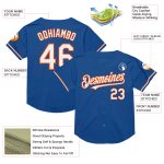 Custom Personalized Baseball Jersey with Blue White-Orange Mesh - Authentic Throwback Design, Name & Number Personalized