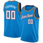 Personalized Blue White Orange Basketball Jersey Round Neck Rib-Knit Personalized Blue White-Orange Round Neck Rib-Knit Basketball