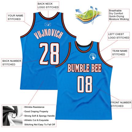 Personalized Blue White Orange Basketball Jersey - Vintage Style Throwback Jersey Personalized Blue White-Orange Throwback