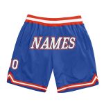 Personalized Basketball Shorts in Blue and White-Orange Throwback Style Personalized Blue White-Orange Throwback Basketball